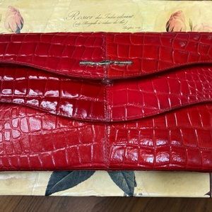 Vintage 1980s Sylvia Red Double Envelope Bag Purse Removable Straps